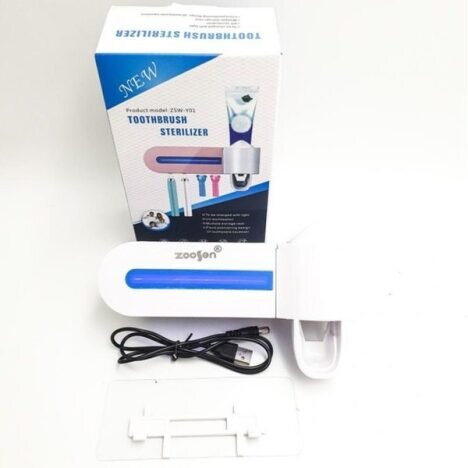 Dozator, dispenser pasta de dinti si sterilizator, suport pentru periute, functie de Sterilizare Ant