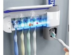Dozator, dispenser pasta de dinti si sterilizator, suport pentru periute, functie de Sterilizare Ant